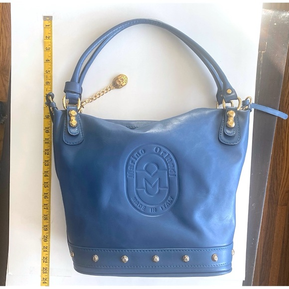 Marino Orlandi Blue Tote Bag with Gold Accents - Picture 11 of 16